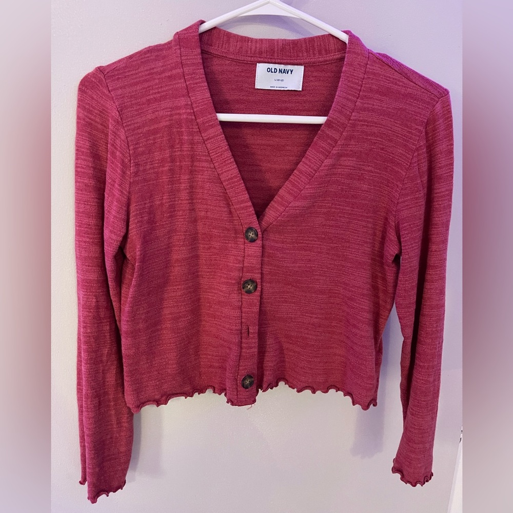 Old Navy Girls Cardigan Heathered Red Large 10-12